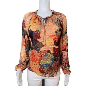 F. Joie TopSize M Multicolor Blouse Long Sleeve Round Neck. NWT